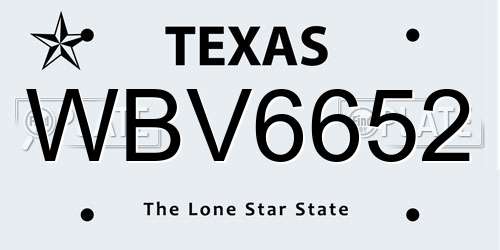 WBV6652 Texas License Plate