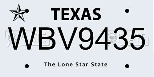 WBV9435 Texas License Plate