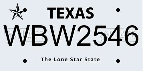 WBW2546 Texas License Plate