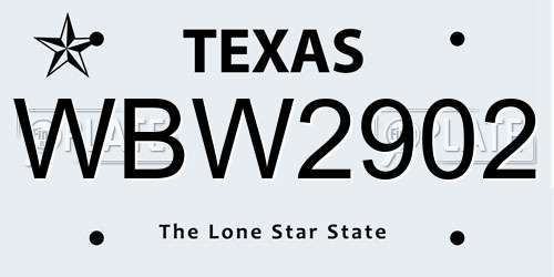 WBW2902 Texas License Plate