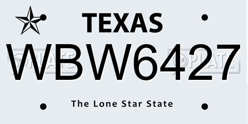 WBW6427 Texas License Plate