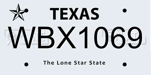 WBX1069 Texas License Plate