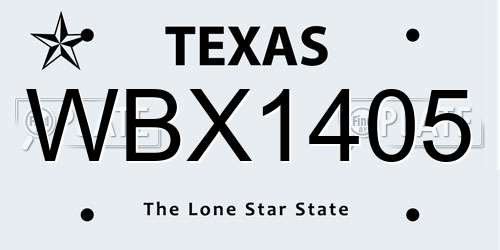 WBX1405 Texas License Plate