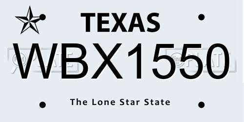 WBX1550 Texas License Plate