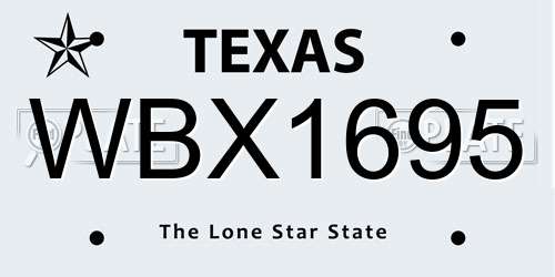 WBX1695 Texas License Plate