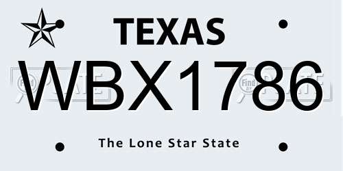 WBX1786 Texas License Plate
