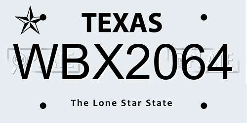 WBX2064 Texas License Plate