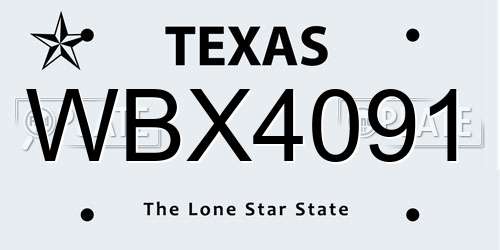 WBX4091 Texas License Plate