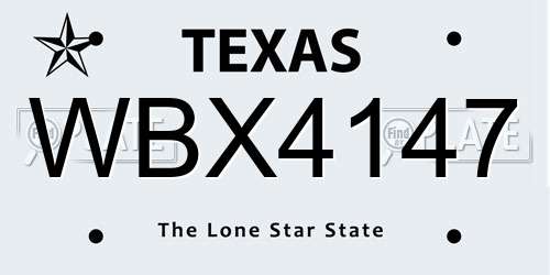 WBX4147 Texas License Plate