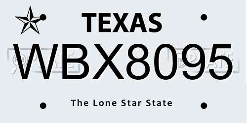 WBX8095 Texas License Plate