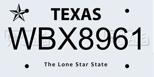 WBX8961 Texas License Plate
