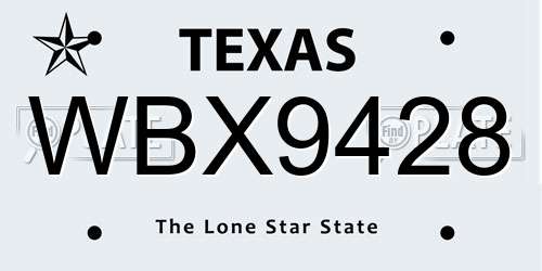WBX9428 Texas License Plate