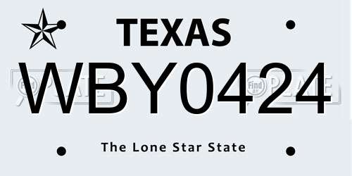 WBY0424 Texas License Plate