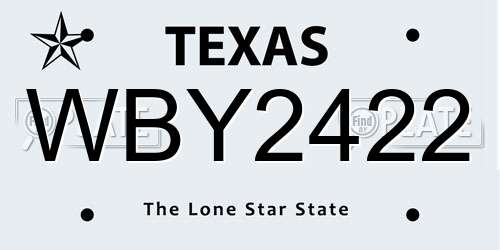 WBY2422 Texas License Plate