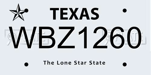 WBZ1260 Texas License Plate