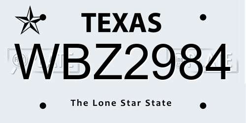 WBZ2984 Texas License Plate