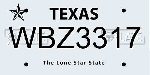 WBZ3317 Texas License Plate