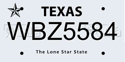 WBZ5584 Texas License Plate