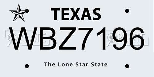 WBZ7196 Texas License Plate