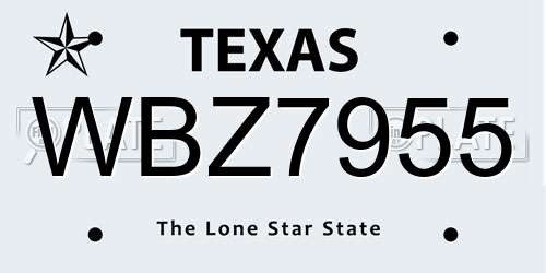 WBZ7955 Texas License Plate