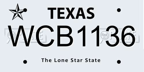 WCB1136 Texas License Plate