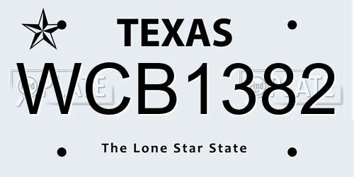 WCB1382 Texas License Plate
