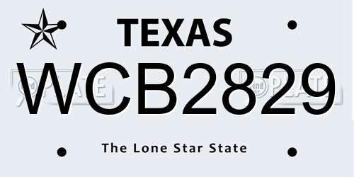 WCB2829 Texas License Plate