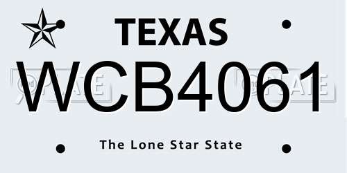 WCB4061 Texas License Plate