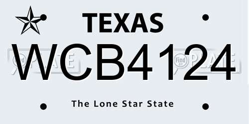 WCB4124 Texas License Plate