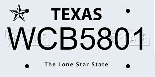 WCB5801 Texas License Plate