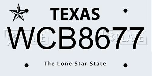 WCB8677 Texas License Plate