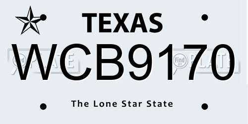 WCB9170 Texas License Plate