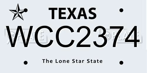 WCC2374 Texas License Plate