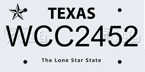 WCC2452 Texas License Plate