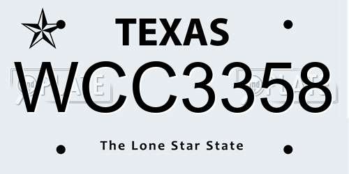 WCC3358 Texas License Plate