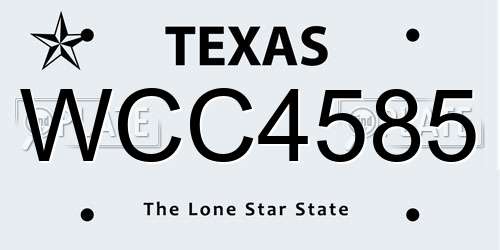 WCC4585 Texas License Plate