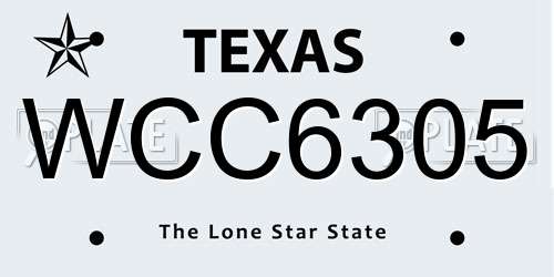 WCC6305 Texas License Plate