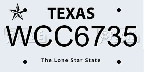 WCC6735 Texas License Plate