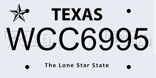 WCC6995 Texas License Plate
