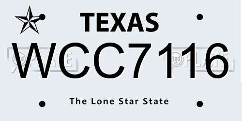 WCC7116 Texas License Plate