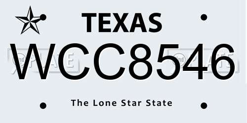 WCC8546 Texas License Plate