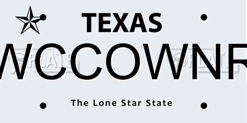 WCCOWNR Texas License Plate