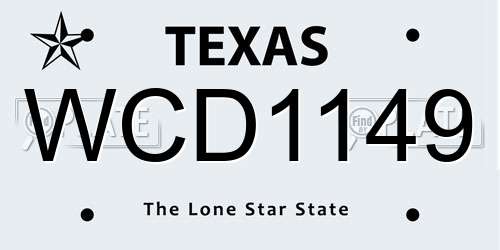WCD1149 Texas License Plate