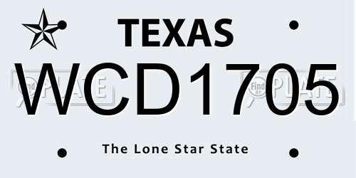 WCD1705 Texas License Plate