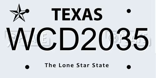 WCD2035 Texas License Plate