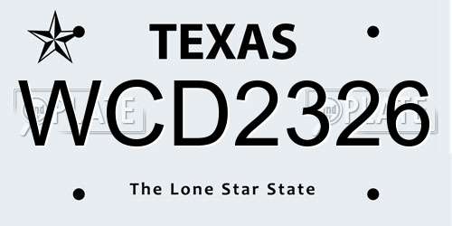 WCD2326 Texas License Plate