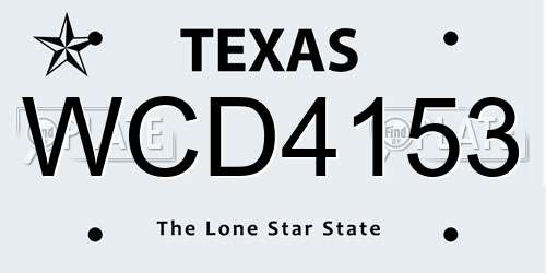WCD4153 Texas License Plate