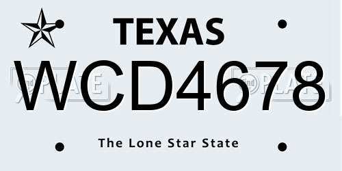 WCD4678 Texas License Plate