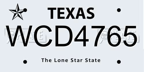 WCD4765 Texas License Plate