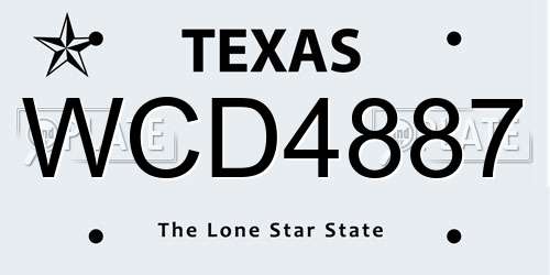 WCD4887 Texas License Plate
